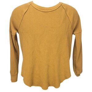 Forever 21 Womens Yellow Waffle Knit Long Sleeve Pullover Sweater Small